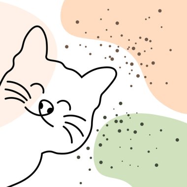 Şirin komik kedi çizimleri ve soyut pastel gölgeler. Duvar sanatı Posterler ve kartpostallar için tasarım.