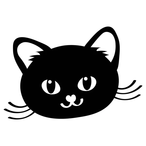 Τέχνη Τοίχου Εικονογράφηση Χαριτωμένο Πρόσωπο Μαύρης Γάτας Γραφική Σχεδίαση Για — Διανυσματικό Αρχείο