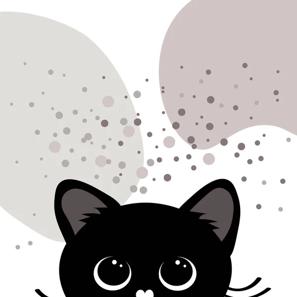 Wall Art Illustration Cute Black Cat Abstract Pastel Watercolor Shapes — Stock Vector