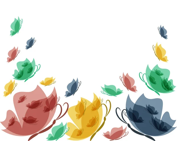 Illustration Papillons Multicolores Transparents Élégants Gribouillis Conception Pour Texte Cartes — Image vectorielle