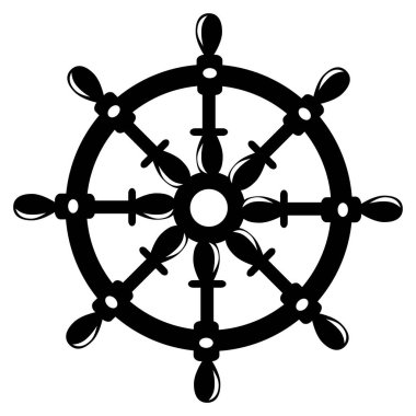 Denizci sembolü, gemi dümeni, dümen. Dekorasyon için tasarım. Tekstil, baskı, kağıt.