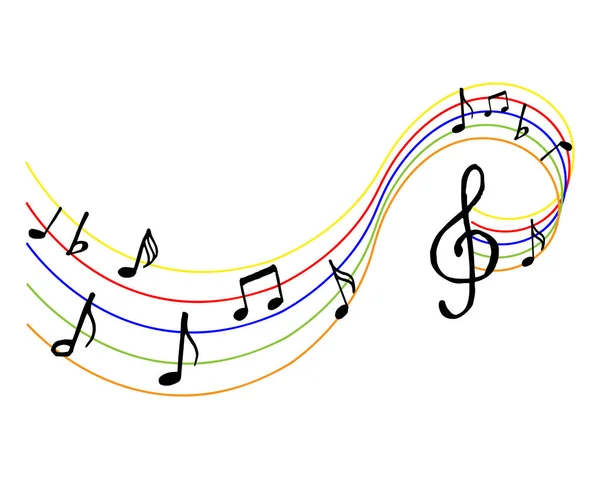 Ilustracja Muzyczna Napisy Muzyczne Rozszczep Wysokich Tonów Tęczowym Drążku Elegancki — Wektor stockowy
