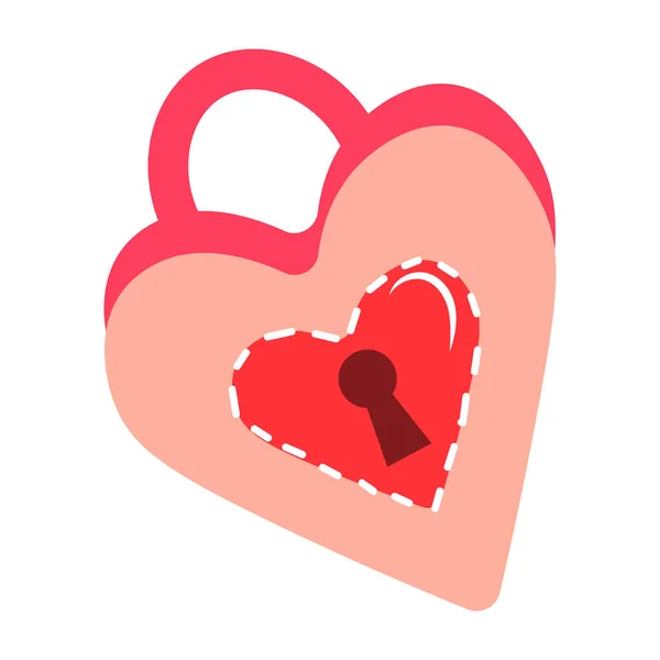 Ilustración Doodle Dibujada Con Lindo Candado Forma Corazón Tonos Rosados — Vector de stock