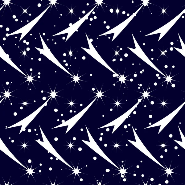 Бесшовный Рисунок Светящиеся Падающие Звезды Россыпи Созвездий Голубом Ночном Небе — стоковый вектор