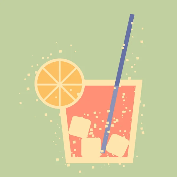 Ilustración Abstracta Taza Vidrio Con Jugo Naranja Hielo Rebanada Naranja — Vector de stock