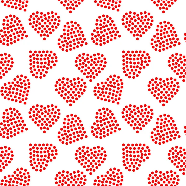 Seamless Pattern Print Theme Love Abstract Red Hearts Polka Dots — ストックベクタ