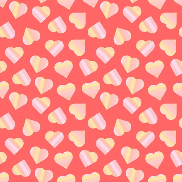 Seamless Pattern Print Cute Delicate Striped Hearts Pastel Colors Pink — ストックベクタ