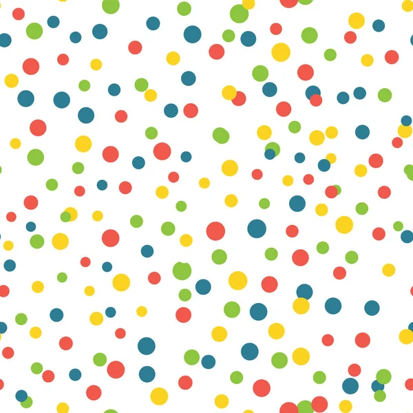 Patrón Sin Costuras Con Lunares Confeti Multicolor Sobre Fondo Blanco — Archivo Imágenes Vectoriales