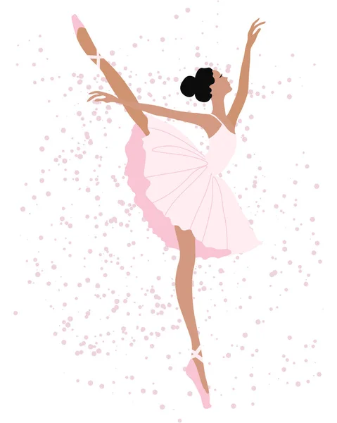 Ilustração Uma Bailarina Dançante Vestido Rosa Pálido Sapatos Pontiagudos Fundo — Vetor de Stock