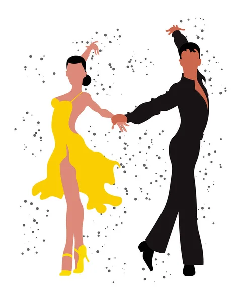 Εικονογράφηση Ένα Ζευγάρι Που Χορεύει Ένας Άντρας Μαύρα Και Μια — Διανυσματικό Αρχείο
