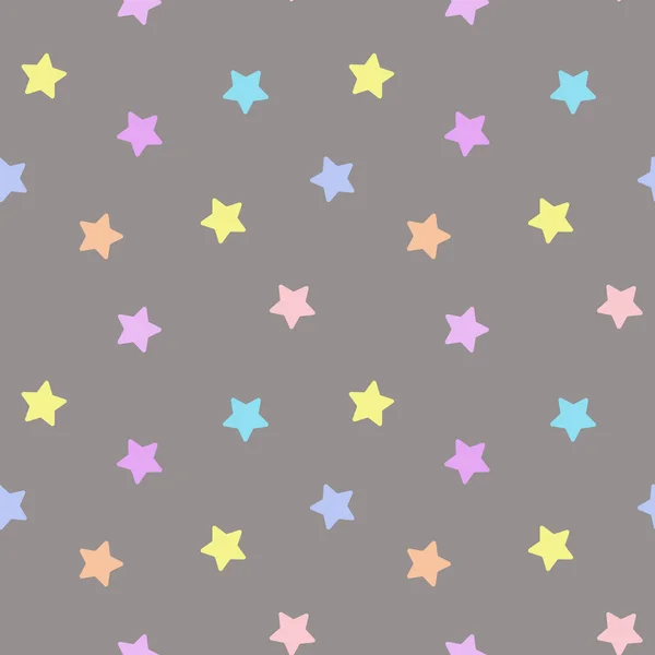 Παιδικό Μοτίβο Χωρίς Ραφή Μικρά Πολύχρωμα Αστέρια Μπεζ Φόντο Χρώματα — Διανυσματικό Αρχείο