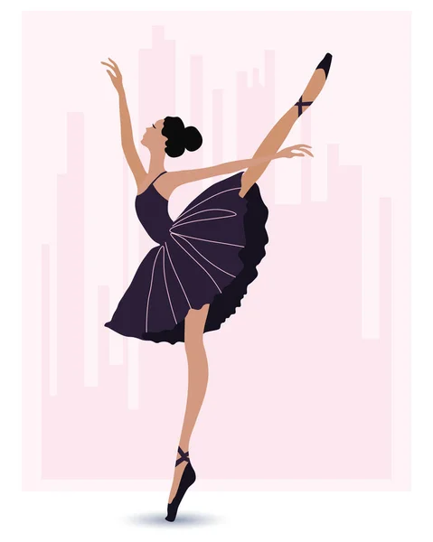 Ilustración Una Bailarina Bailando Con Vestido Azul Zapatos Puntiagudos Sobre — Archivo Imágenes Vectoriales