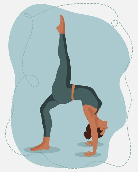 Ilustración Yoga Una Chica Chándal Una Pose Yoga Sobre Fondo — Vector de stock