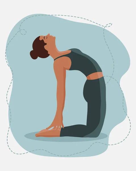 Yoga Illustration Ένα Κορίτσι Φόρμα Στάση Γιόγκα Αφηρημένο Φόντο Σμαραγδένια — Διανυσματικό Αρχείο