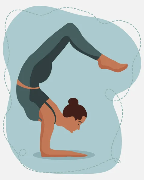 Ilustración Yoga Una Chica Chándal Una Pose Yoga Sobre Fondo — Vector de stock