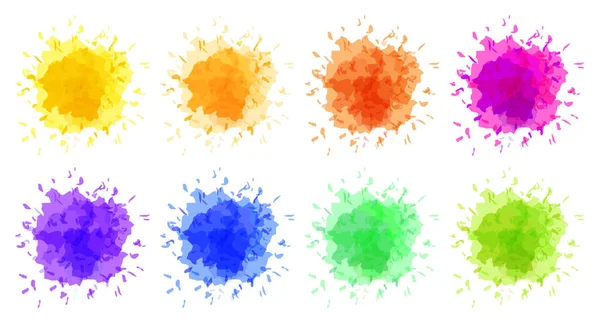 Векторный Набор Ярких Акварельных Пятен Брызг Разных Цветов Элементы Открыток — стоковый вектор