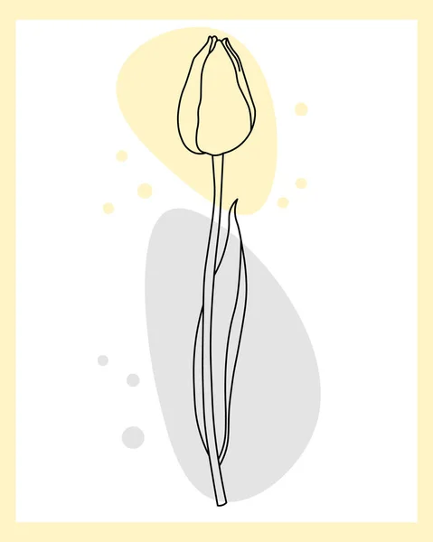 Γραμμή Τέχνη Περίγραμμα Τουλίπας Λουλούδι Την Προσθήκη Χρωματιστά Σημεία Παστέλ — Διανυσματικό Αρχείο