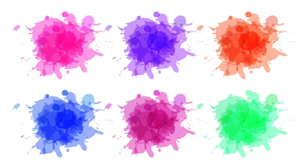 Set Watercolor Stains Splashes Different Colors Decor Elements Backgrounds Textures — Stock Vector