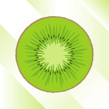 Soyut bir arkaplanda yeşil kivi çizimi. Meyve simgesi, vektör.