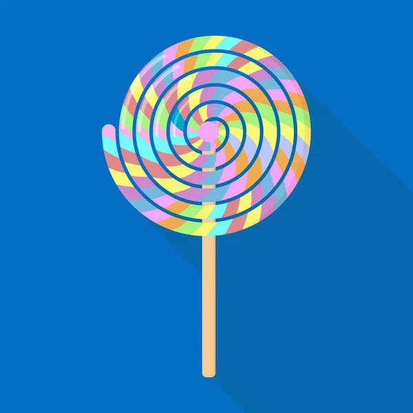 Ilustración Piruleta Caramelo Espiral Multicolor Realista Sobre Fondo Azul Estampado — Vector de stock