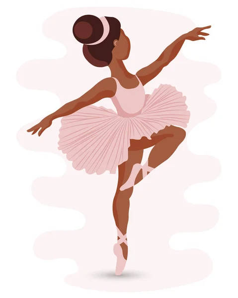 Illustration Une Petite Fille Ballerine Dans Une Robe Rose Des — Image vectorielle