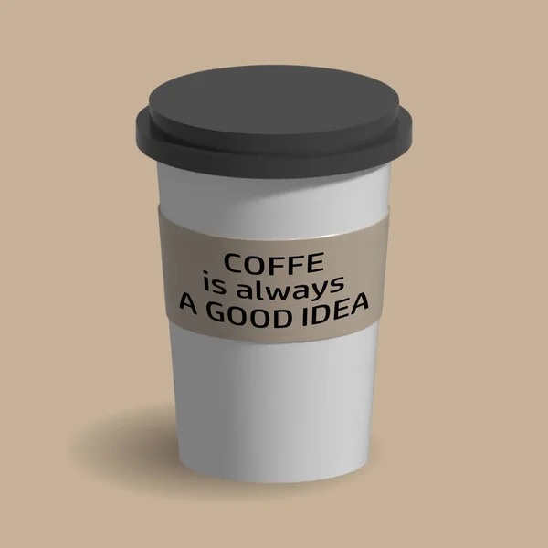 Ilustração Copo Plástico Realista Com Café Com Uma Inscrição Design — Vetor de Stock