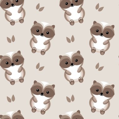 Kusursuz desenli, gri arka planda renkli bebek porsukları. Çizgi film baskısı, tekstil, duvar kağıdı, çocuk odası dekorasyonu..