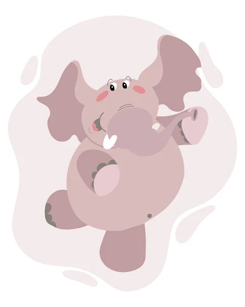 Ilustración Infantil Animales Lindo Elefante Rosa Bailando Sobre Fondo Abstracto — Archivo Imágenes Vectoriales