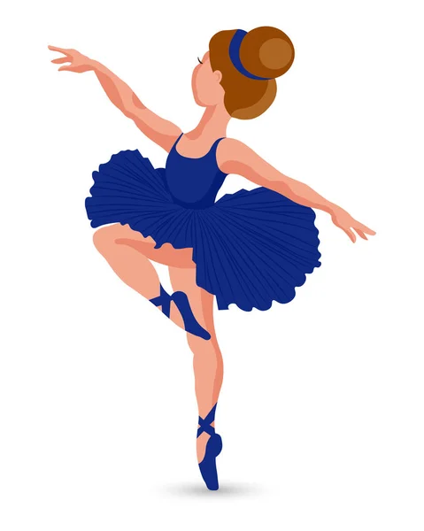 Ilustración Una Pequeña Bailarina Vestido Azul Zapatos Puntiagudos Con Cintas — Archivo Imágenes Vectoriales