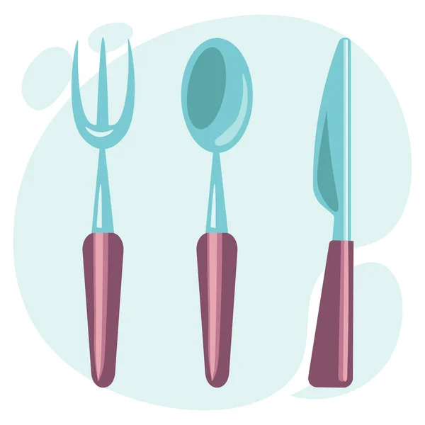 Utensílios Cozinha Conjunto Colher Garfo Faca Fundo Abstrato Ícone Ilustração —  Vetores de Stock