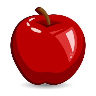 Meyve illüstrasyonu, beyaz arka planda izole edilmiş el çizimi kırmızı elma. Clip sanatı, simge, vektör