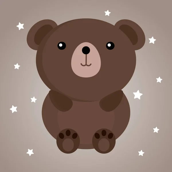 Children Illustration Cute Baby Bear Cub Gentle Background Stars Print — Stock Vector