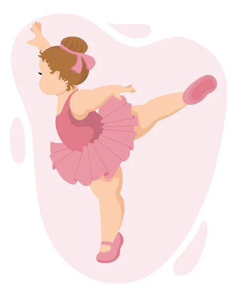 Ilustración Una Pequeña Bailarina Con Vestido Rosa Zapatos Puntiagudos Chica — Archivo Imágenes Vectoriales