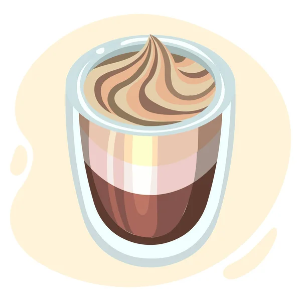 Drink Illustration Realistic Glass Cup Milk Coffee Cocktail Cream Print — Archivo Imágenes Vectoriales