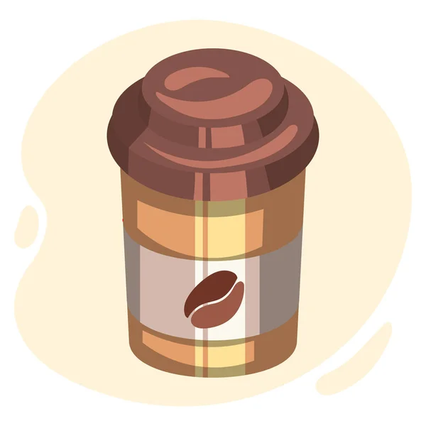 Illustration Drawn Realistic Disposable Coffee Cup Brown Gold Colors Pint — Stockový vektor