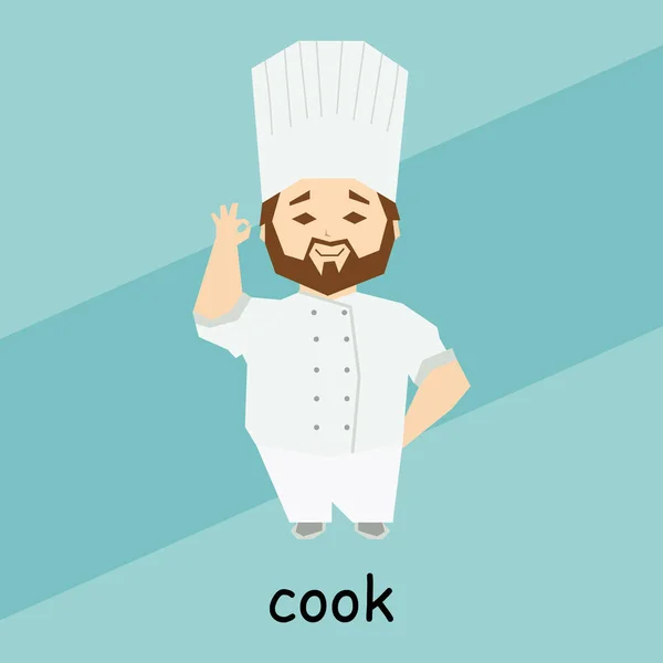 Abstract Character Profession Concept Drawn Cheerful Chef Uniform Cartoon Illustration —  Vetores de Stock