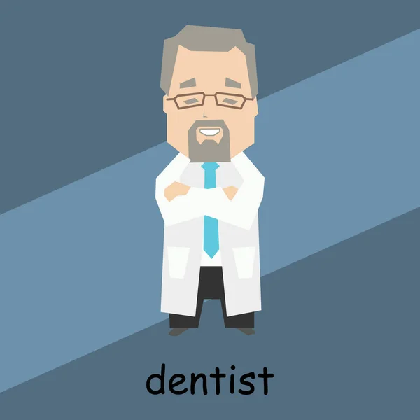 Carácter Abstracto Concepto Profesión Doctor Dentista Dibujado Una Bata Blanca — Vector de stock