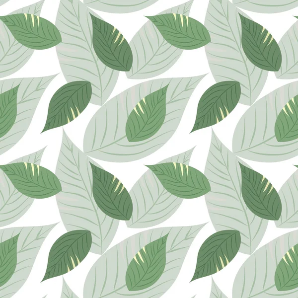 Seamless Pattern Tropical Leaves White Background Print Textile Wallpaper — Stok Vektör