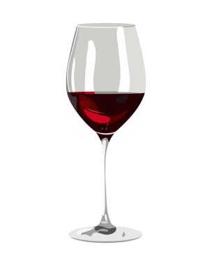 Illustration, colorful glass with red wine on a white background. Icon, logo design