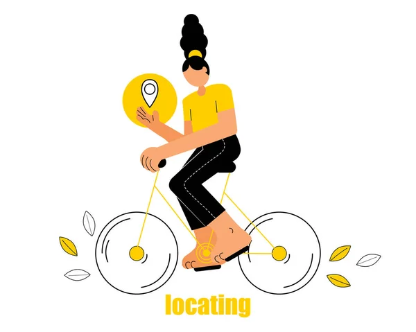 Illustration Abstraite Fille Vélo Destination Concept Bouton Site Web Design — Image vectorielle