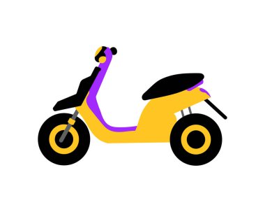 Çizim, renkli scooter. Modern ulaşım konsepti. Simge, vektör.