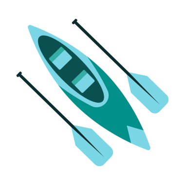 Kano ve kürek, turkuaz renkler, simge, illüstrasyon, vektör