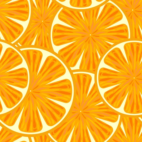 Nahtloses Muster Farbenfrohe Orangenscheiben Großaufnahme Druck Fruchthintergrund Textil Tapete — Stockvektor