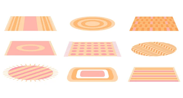 Conjunto Tapetes Com Ornamentos Várias Formas Cores Pastel Elementos Decoração — Vetor de Stock