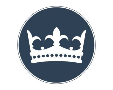 Beyaz arka planda mavi bir dairede kraliyet tacı. İngiliz kraliçesinin saltanatının yıldönümü için bir illüstrasyon. Logo, vektör