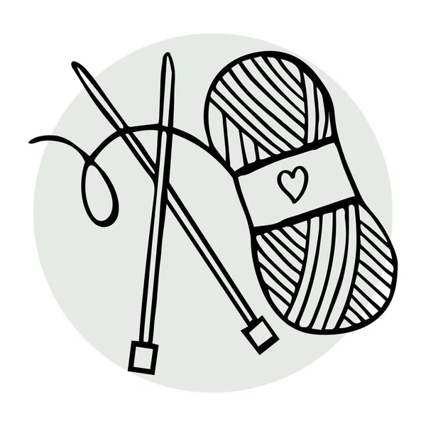 针织图标 手工画线和针织针织品 — 图库矢量图片