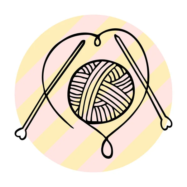 Icône Tricot Écheveau Fil Dessiné Main Aiguille Tricoter Concept Passe — Image vectorielle
