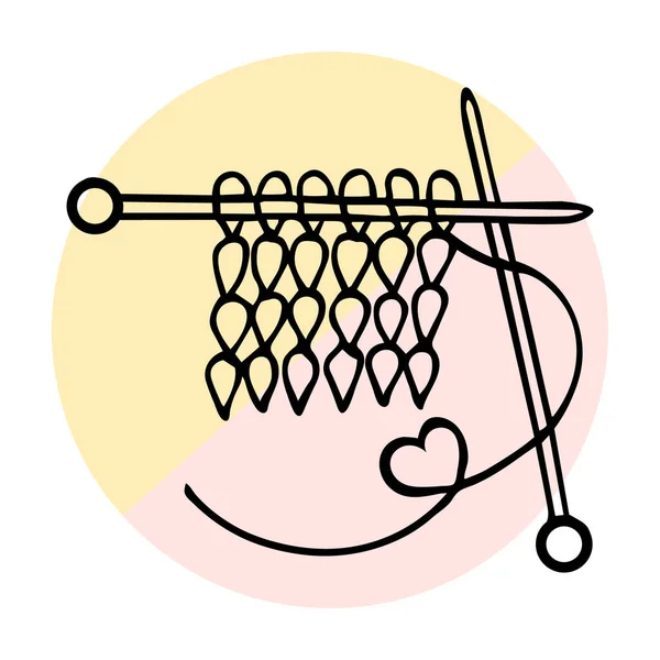 Icône Tricot Tricot Dessiné Main Sur Les Aiguilles Tricoter Concept — Image vectorielle