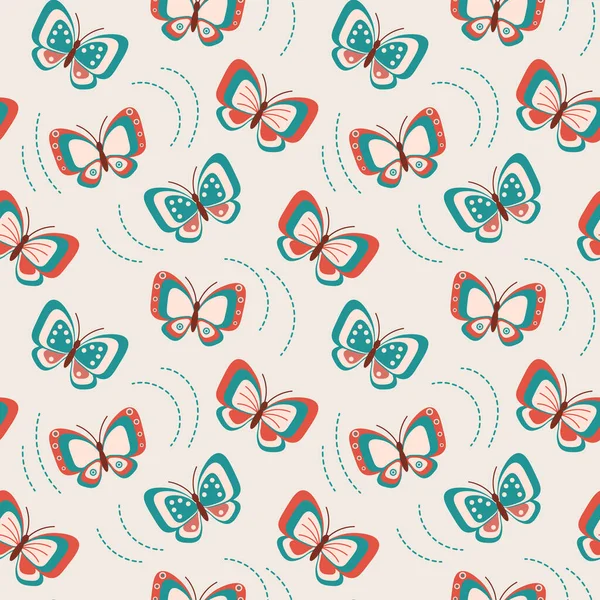 Kusursuz desen, pastel renkli sevimli kelebekler bej arka planda karalama tarzı. Yazdırma, tekstil, arkaplan, duvar kağıdı.