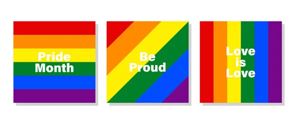 Banderas Orgullo Lgbt Colocadas Colección Plantillas Color Bandera Lgbt Cuadrada — Vector de stock